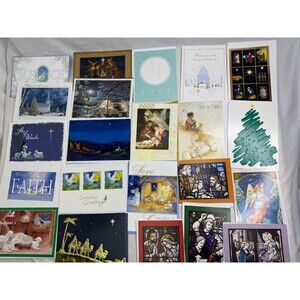 Religious Style Christmas Card Lot of 50 pc with Envelopes Holiday Greetings